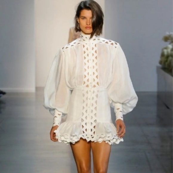 SOLD ♥️ ZIMMERMANN Ninety-Six Wave-Trim Mini Dress - Picture 4 of 8